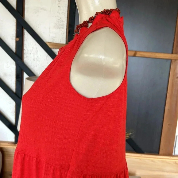 Max Studio Women's Sleeveless Casual Tiered Maxi Dress with Front Drawstring XS - Picture 5 of 9